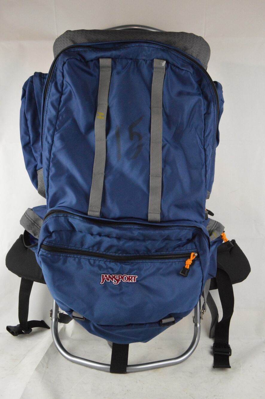 Vintage JanSport Scout External Aluminum Frame Hiking Backpack Blue Large